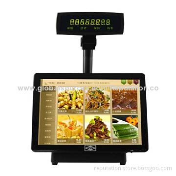 Laptop Intel Atom 1.8G+ High-end Touch Screen Double-display POS Terminal with 15-inch LCD Display